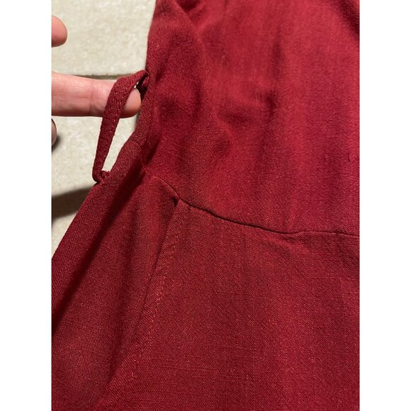 Womens Sleeveless Burgundy Button-Front Romper W Pockets 80%Viscose & 20%Linen M - Picture 7 of 12